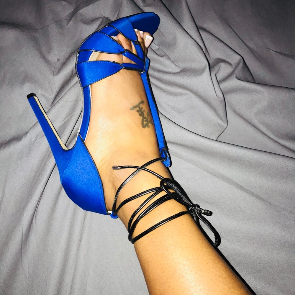JustFab Blue Heeled Sandal Stiletto